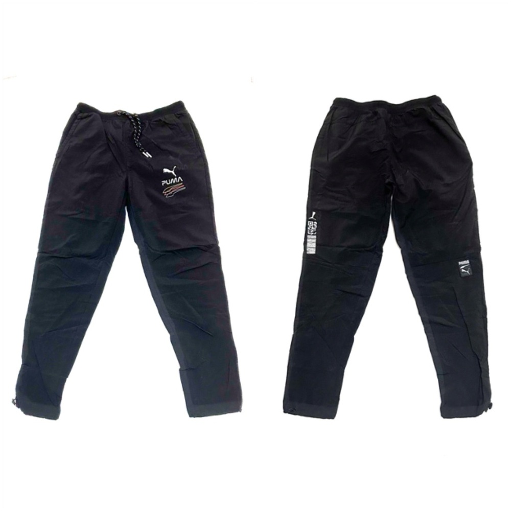 Puma Black Retro Futuristic Windpants Logo Embellished Track Suit Pants